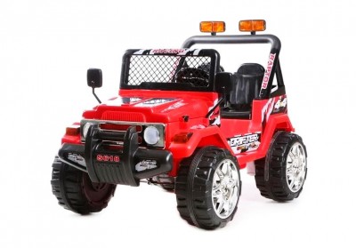 Auto elettrica a due posti BabyCAR Jeep Safari rossa con telecomando parentale per bambini dai 3 anni d’età