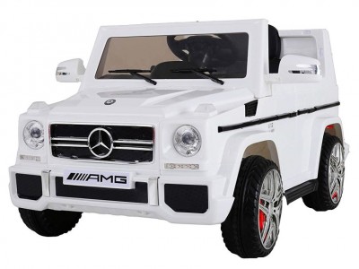 Auto elettrica ad 1 posto Mondial Toys Jeep Mercedes G65 AMG bianca con telecomando parentale per bambini dai 3 anni