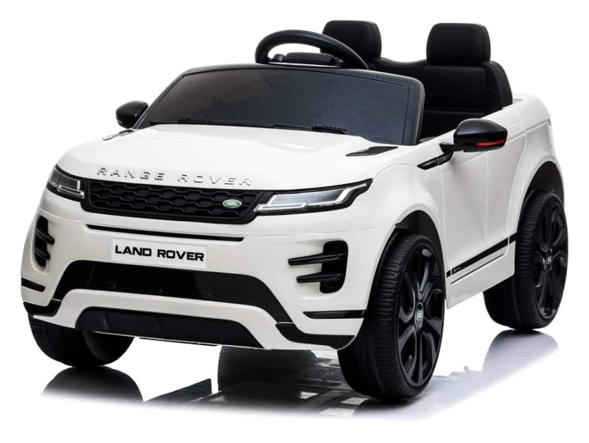Il Range Rover Evoque, l'auto elettrica per bambini da Mondial Toys, con doppio sedile in pelle, cinture di sicurezza a 5 punti, monitor touch-screen e telecomando parentale