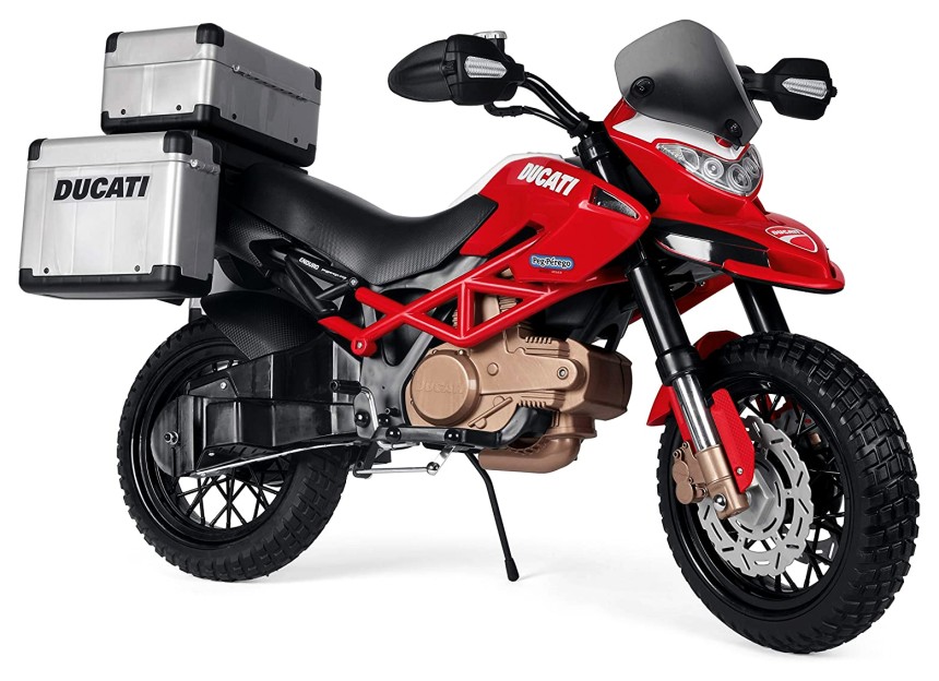 Uno dei bestseller di Per Perego: moto elettrica da cross Ducati Enduro, licenza ufficiale, con ruote con battistrada in gomma, acceleratore a manopola, luci e suoni, per bambini dai 3 anni d'età