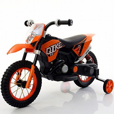 Moto Cross elettrica con rotelle BabyCAR QIKE arancione per bambini dai 2 anni d’età