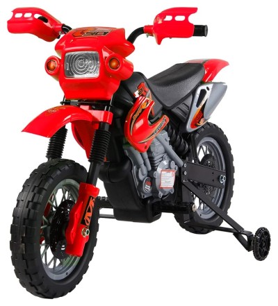 Moto Cross elettrica HomCom con rotelle, color rosso fuoco, per bambini dai 2 ai 4 anni d’età