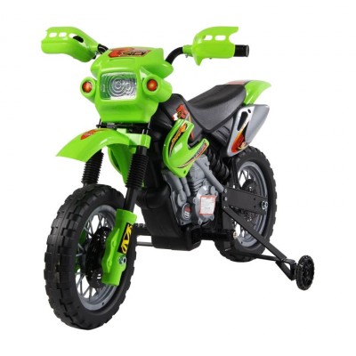 Moto Cross elettrica HomCom verde con rotelle per bambini dai 2 ai 4 anni d’età
