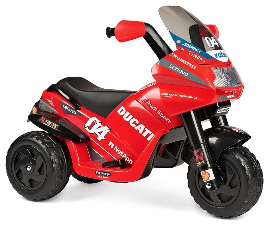 Moto elettrica a 3 ruote Peg Perego Ducati Desmosedici Evo, con luci e suoni, per bambini dai 2 anni d'età