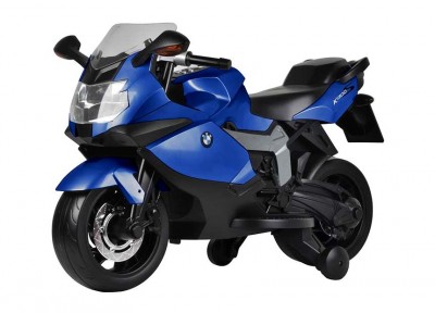 Moto elettrica con rotelle BabyCAR BMW K1300S blu con luci e suoni per bambini dai 3 anni d’età